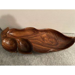 Beautiful Monkeypod Vintage Wood Bowl from Hawaii 17.5x6.5 #536